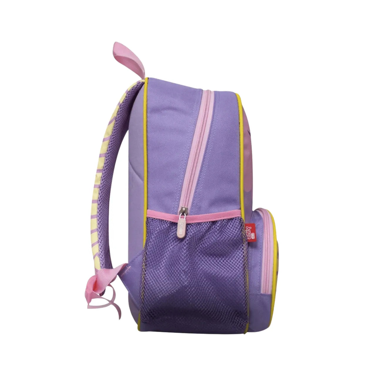 Mochila Infantil Escolar Costas Coruja Lilás com Detalhes Amarelos