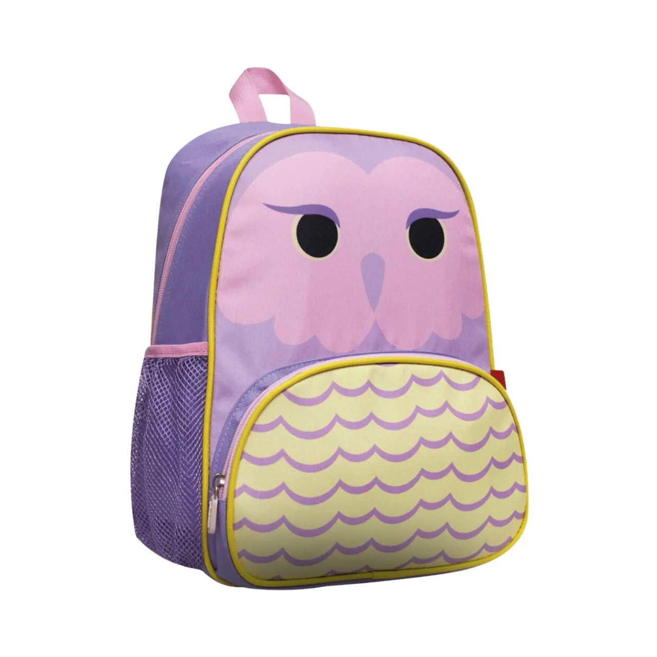 Mochila Infantil Escolar Costas Coruja Lilás com Detalhes Amarelos
