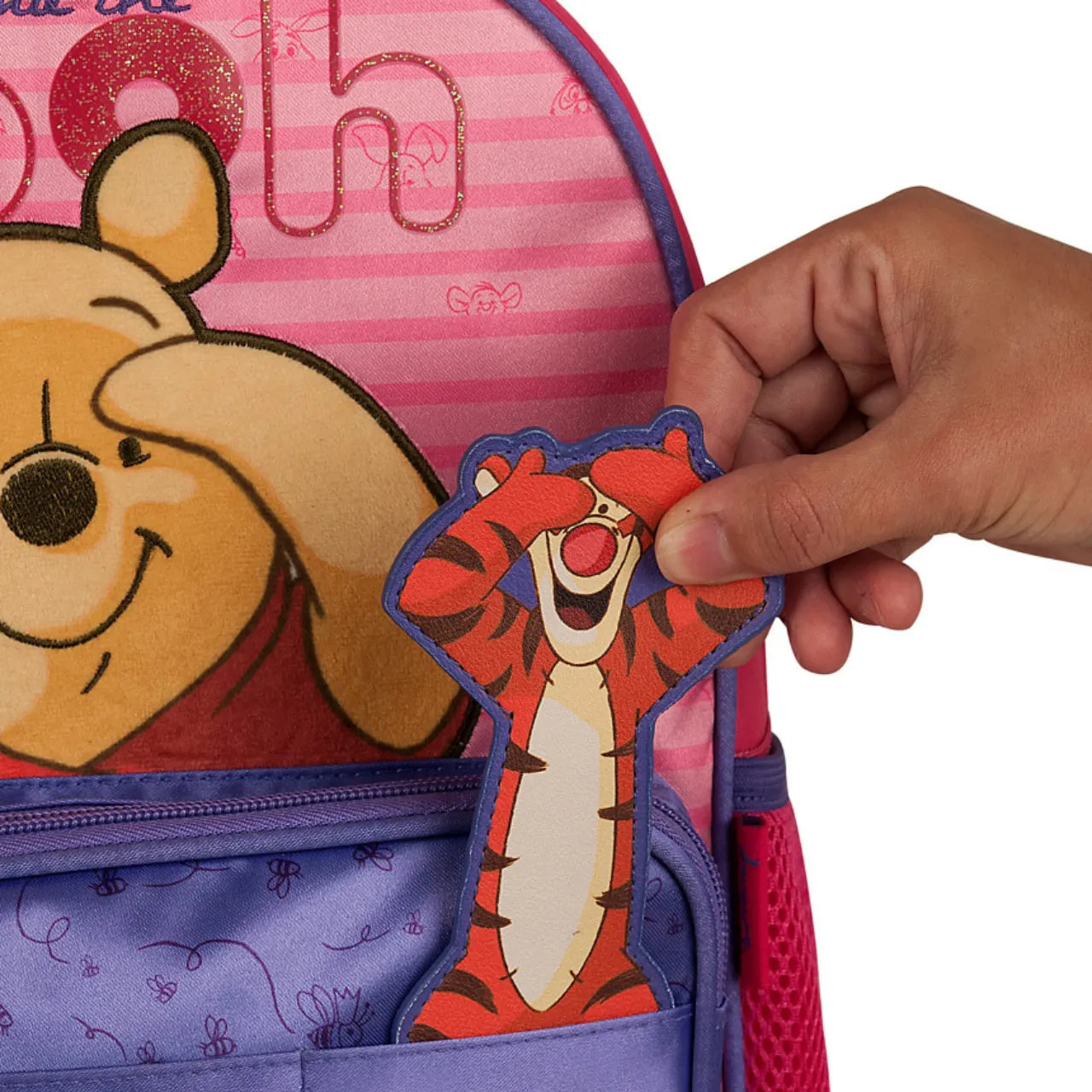 Mochila Infantil Escolar Costas Ursinho Rosa com Zíper e Bolsos