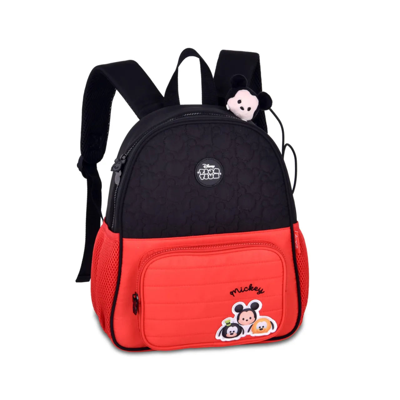 Mochila de Costas Mickey Tsum Tsum Preta com Bolso Frontal