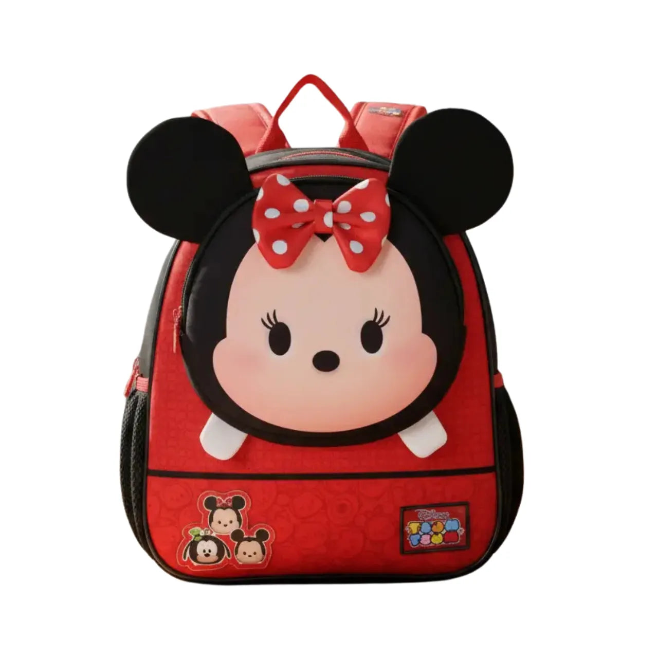 Mochila Baby Infantil Escolar Costas Minnie 3D Vermelha Bolsos laterais