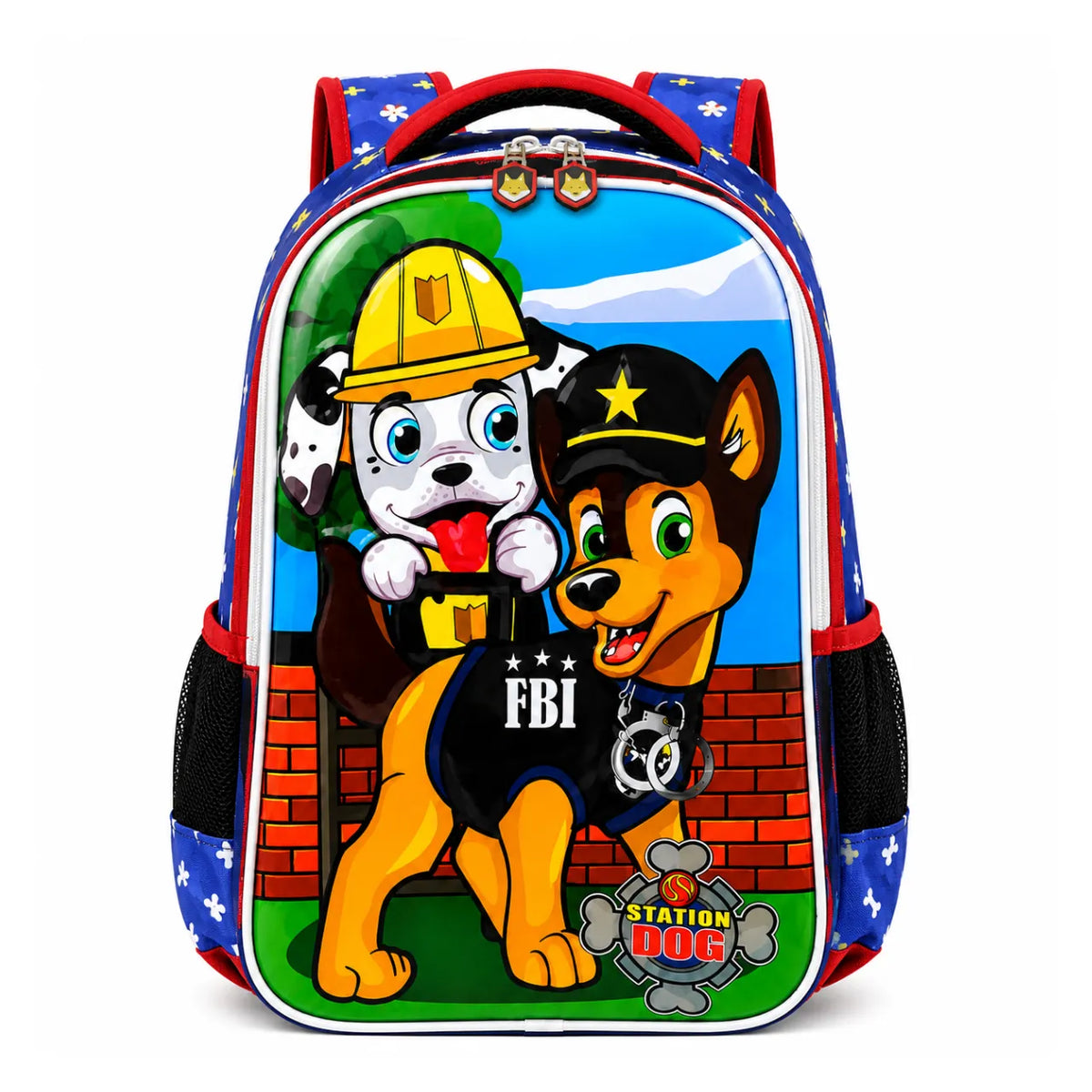 Mochila de Costas Dogs Policiais Vermelha Infantil