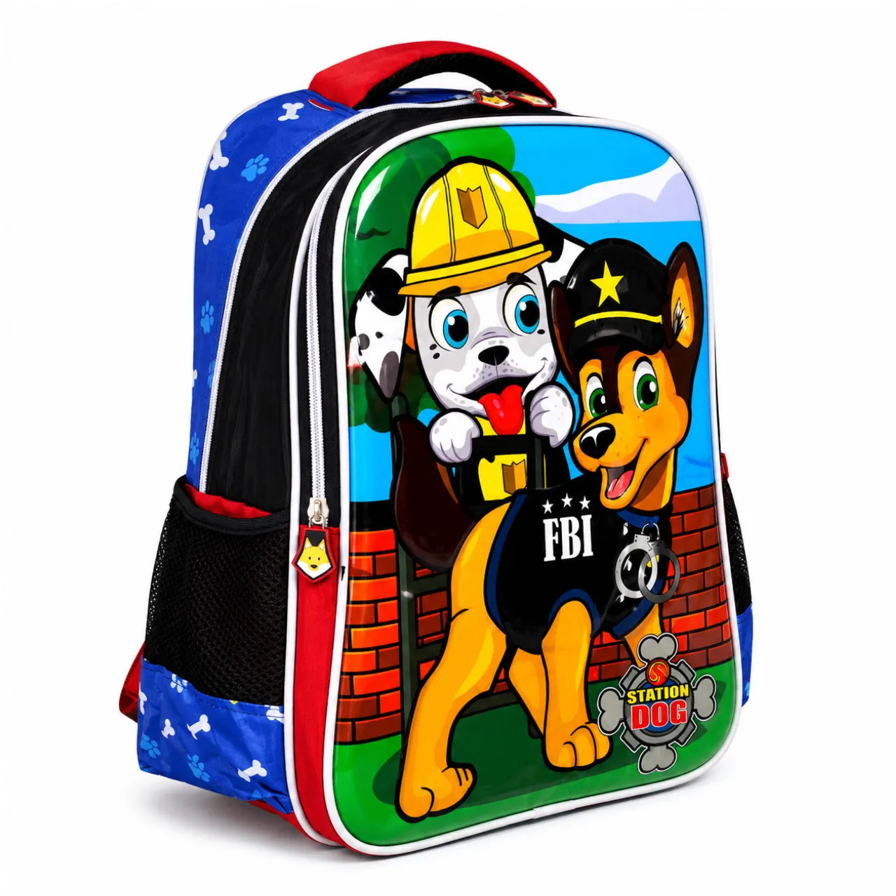 Mochila de Costas Dogs Policiais Vermelha Infantil