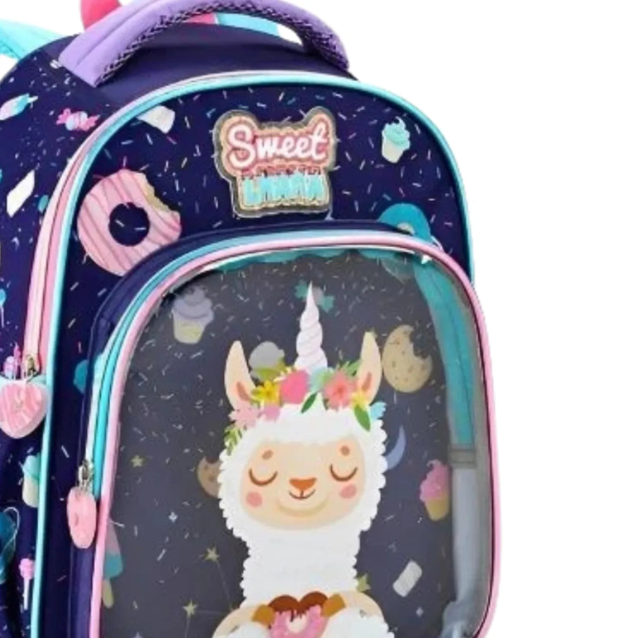 Mochila de Costas Sweet Lhama Azul Infantil Denlex