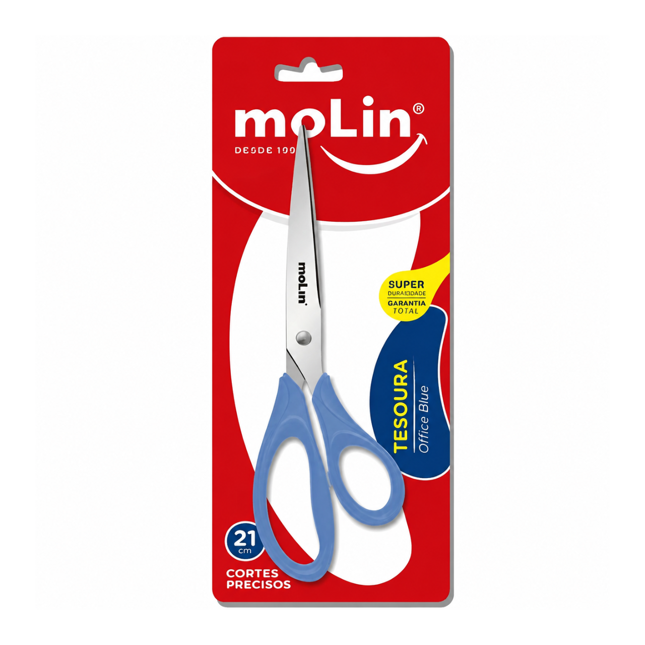 Tesoura Office Azul 21cm Molin Aço Inox