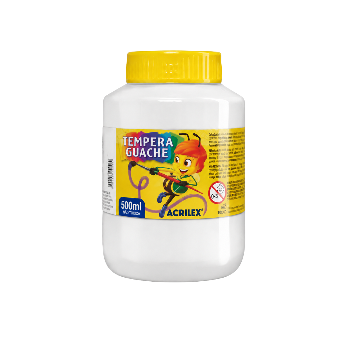 Tinta Têmpera Guache Branca 500ml Não Tóxica Acrilex