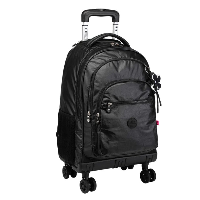 Mochila de Rodinha Preta Kika Escolar Infantil