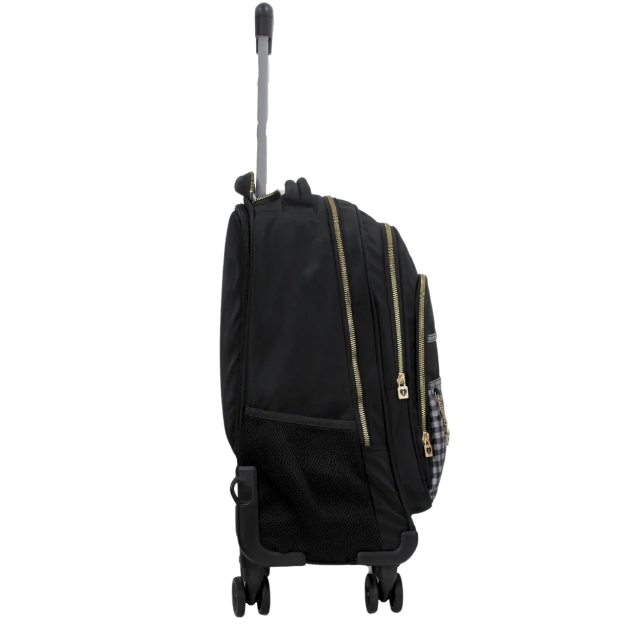 Mochila De Rodinha Kika Feminina Preta C/ Branco