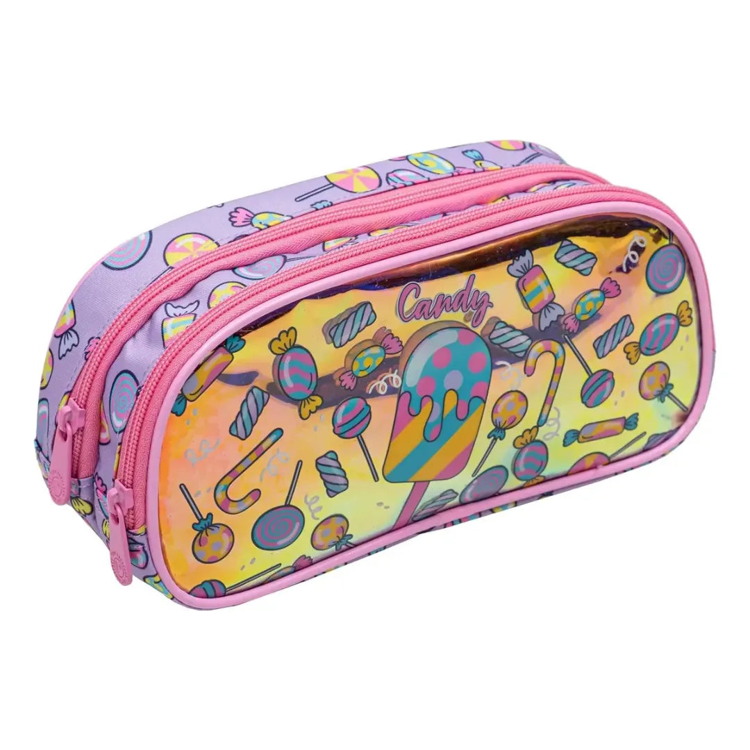 Kit Mochila Infantil Feminina com Carrinho Rosa Yepp com Lancheira e Estojo