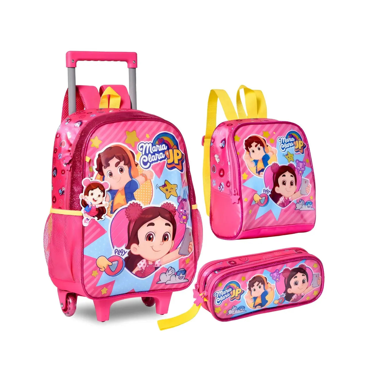 Kit Mochila de Rodinhas Infantil Escolar 3 Peças
