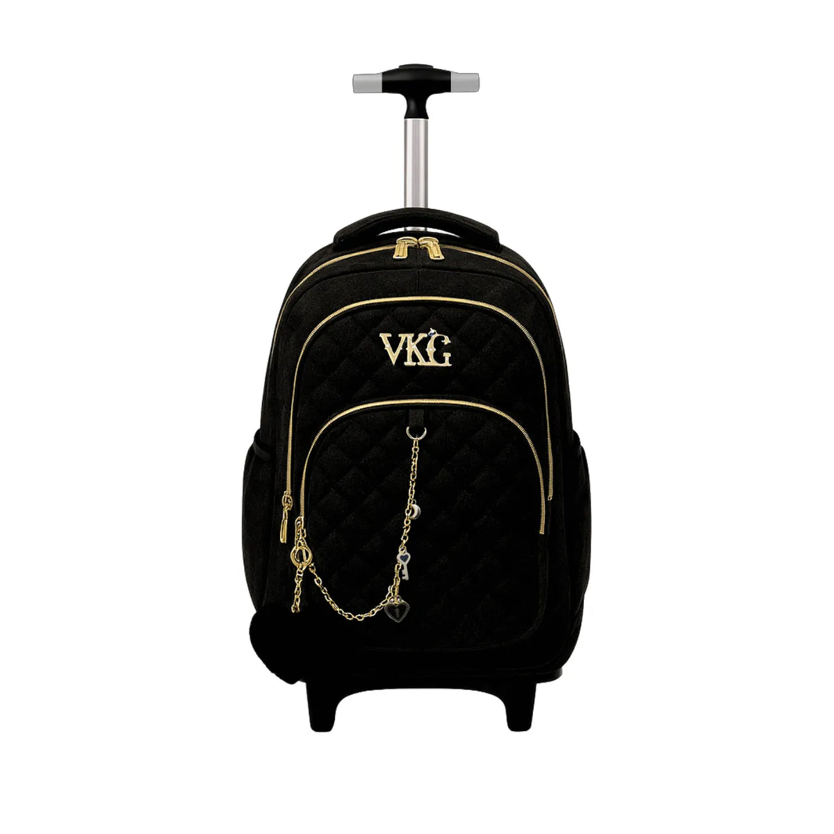Mochila de Rodinhas Preta VKG Juvenil Ponto Verde