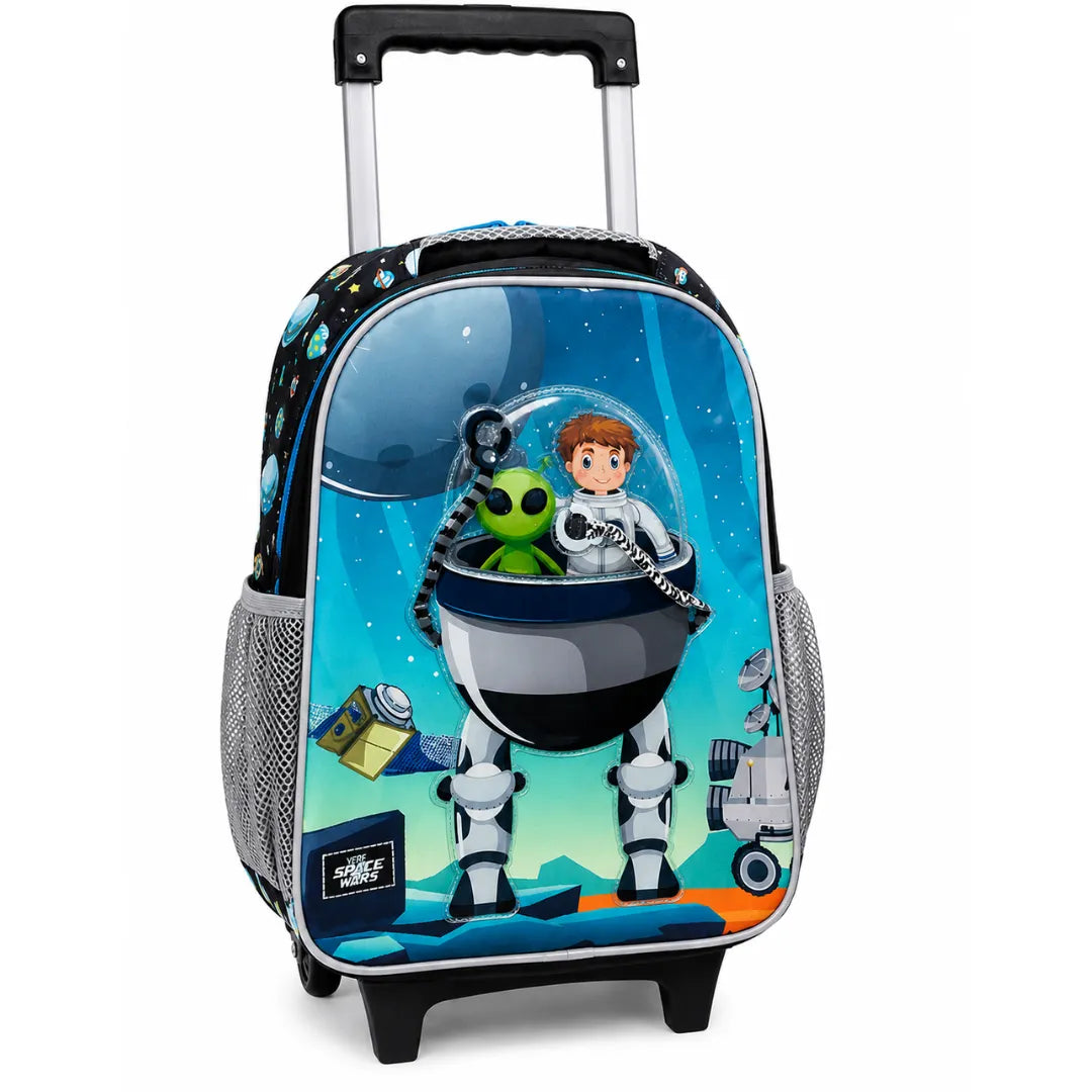 Kit Mochila de Rodinha Robô Preta Yepp com Lancheira e Estojo