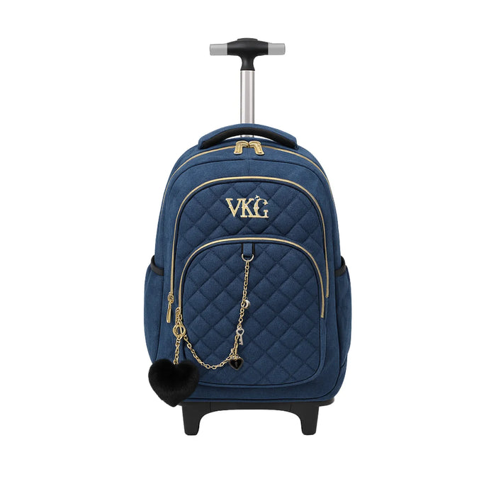 Mochila de Rodinhas Azul VKG Juvenil Ponto Verde