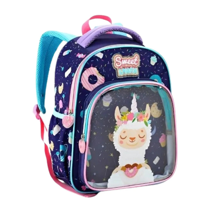 Mochila de Costas Sweet Lhama 16" Denlex Infantil Escolar com Bolsos Laterais