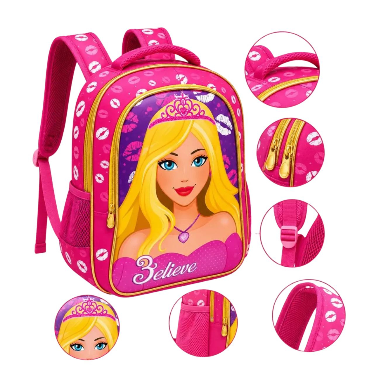 Mochila de Costas Believe Rosa Infantil Ponto Verde