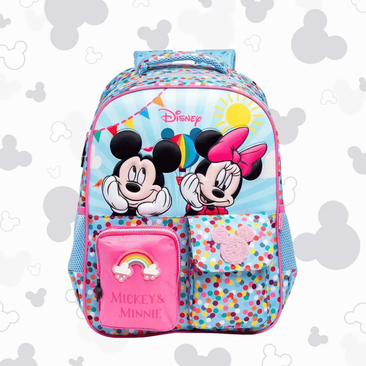 Mochila de Costas 16 Minnie e Mickey Azul Xeryus Infantil Escolar