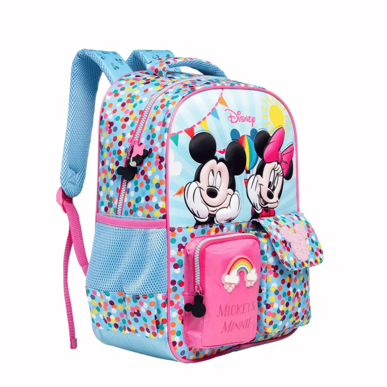 Mochila de Costas 16 Minnie e Mickey Azul Xeryus Infantil Escolar