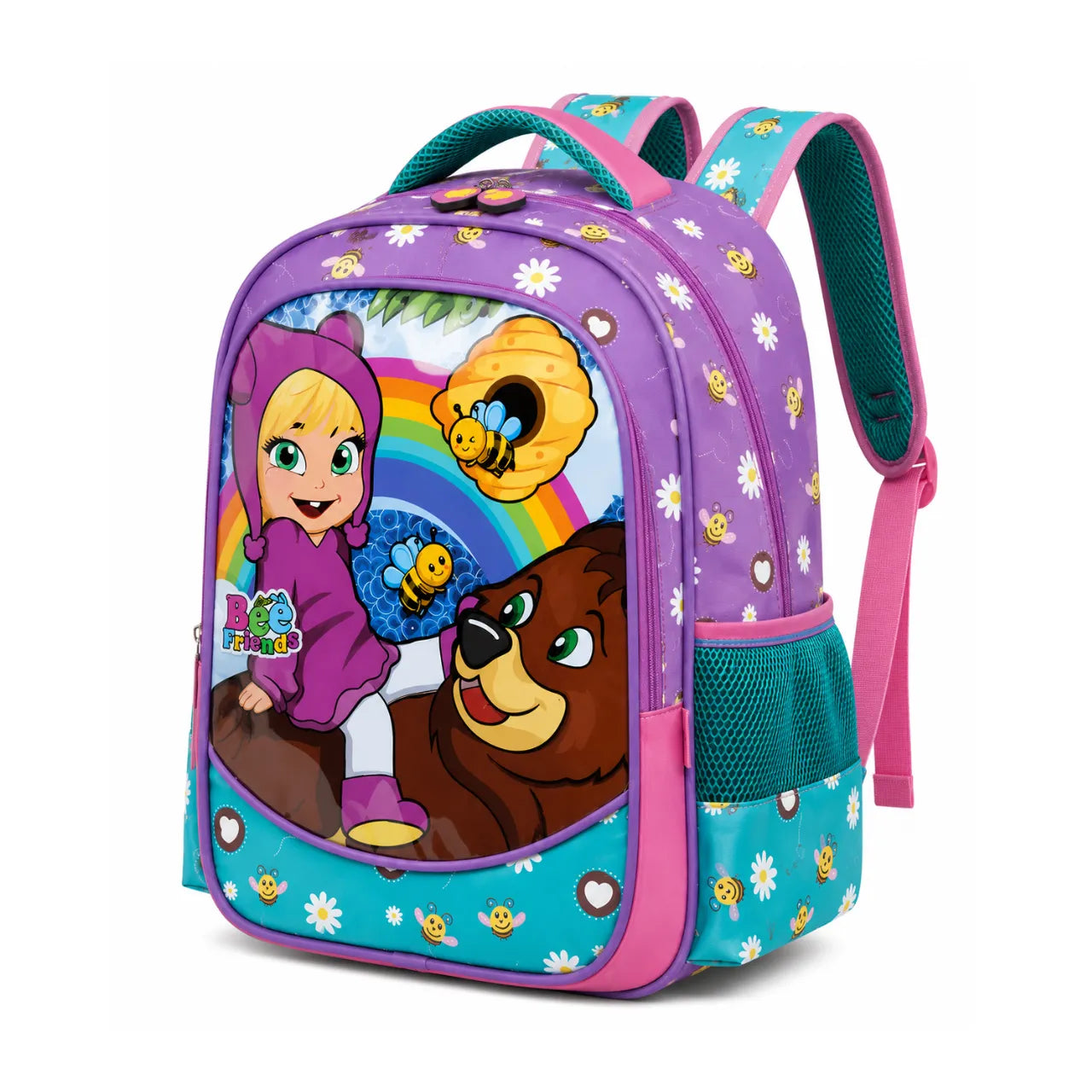 Mochila de Costas Bee Friends Roxa Ponto Verde