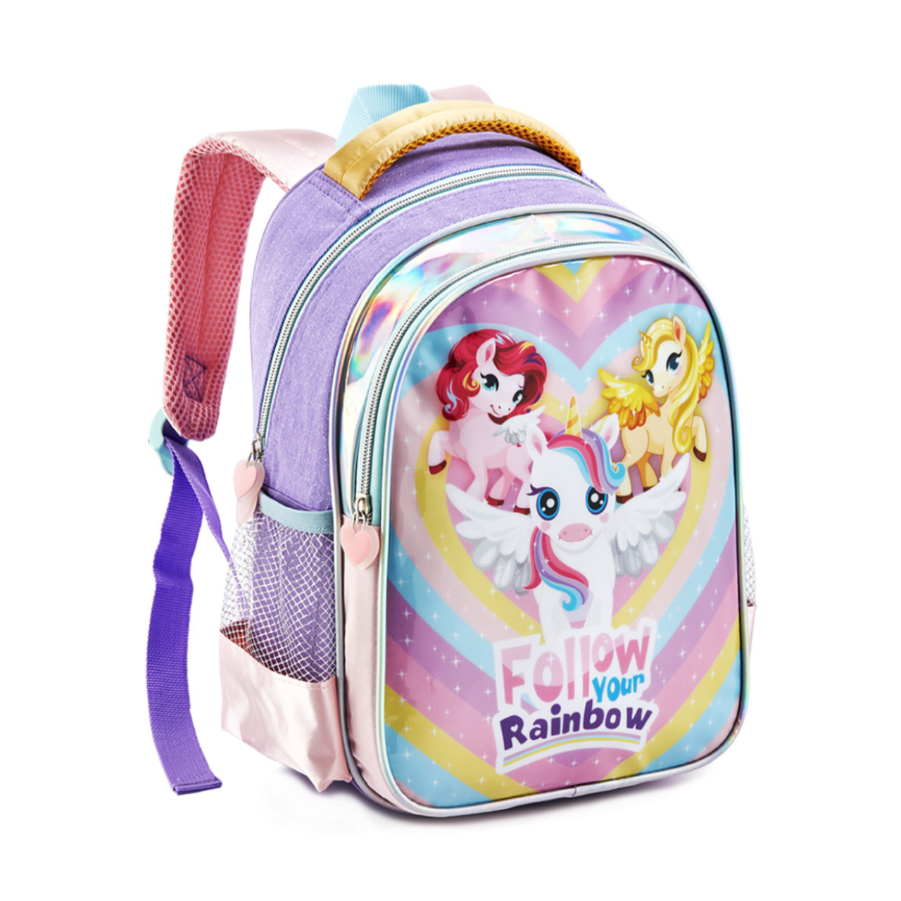 Mochila de Costas Infantil Unicórnio Follow Rainbow Denlex