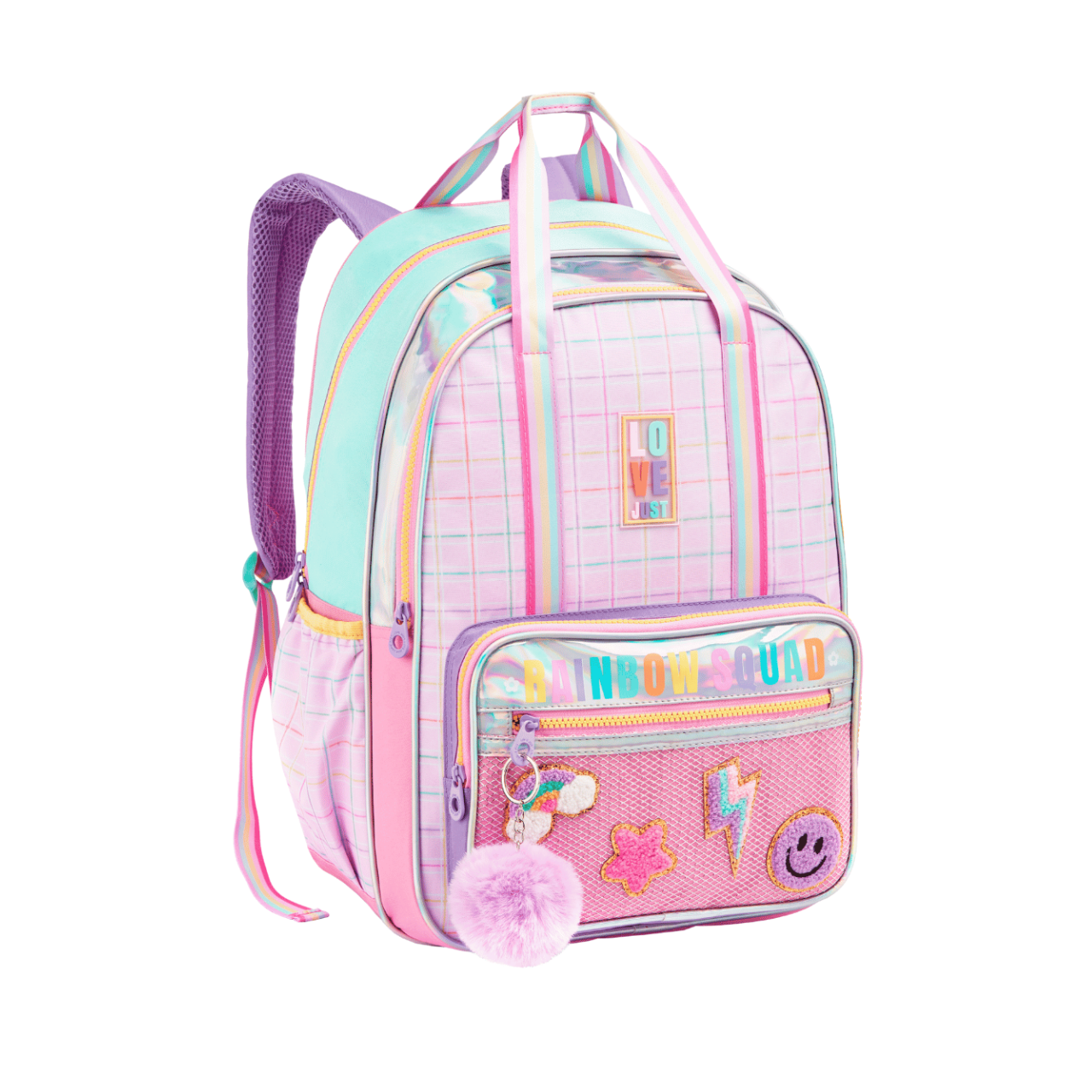 Mochila de Costas Rainbow Squad Rosa Infantil Denlex