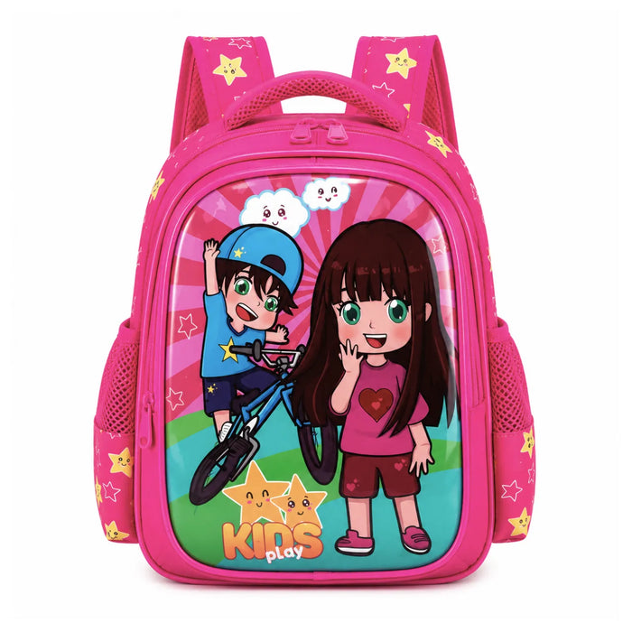 Mochila de Costas Kids Play Rosa Ponto Verde Infantil