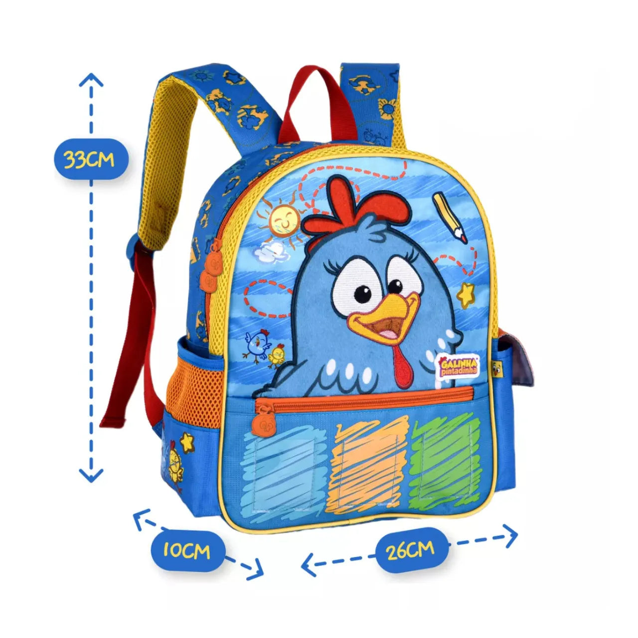 Mochila de Costas Baby Galinha Pintadinha Azul Clio