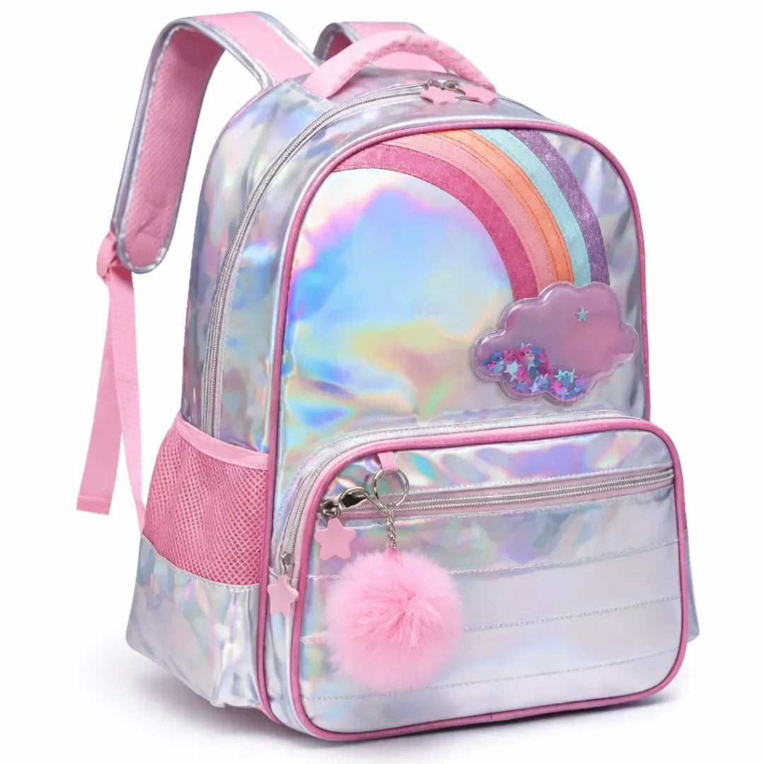 Mochila de Costas Denlex Escolar Rosa Resistente com Bolsos Laterias