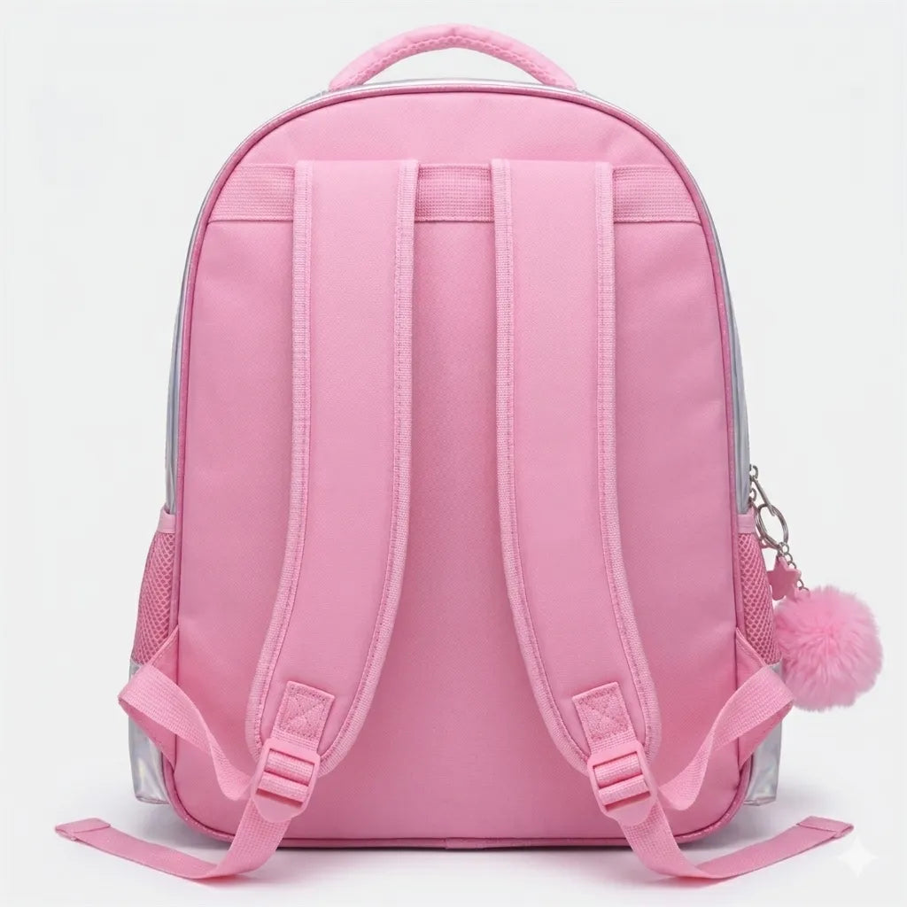 Mochila de Costas Denlex Escolar Rosa Resistente com Bolsos Laterias