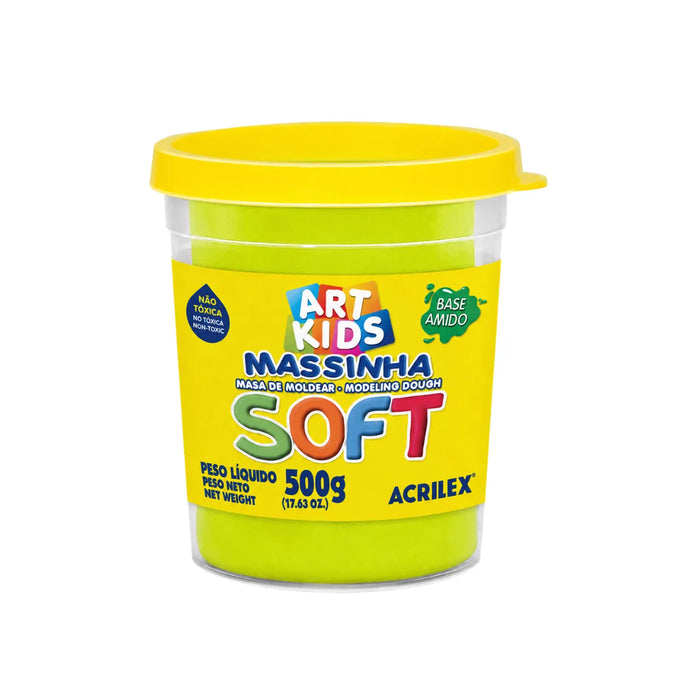 Massinha de Modelar Soft 500g Amarelo Limão Acrilex Art Kids
