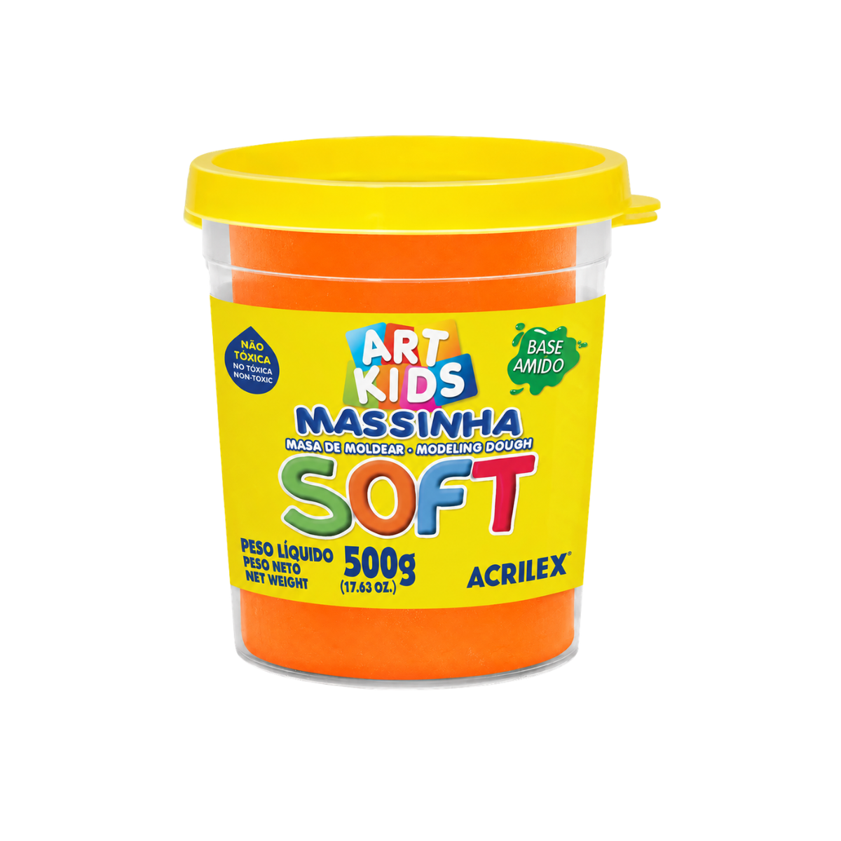Massinha de Modelar Soft 500g Laranja Acrilex Art Kids
