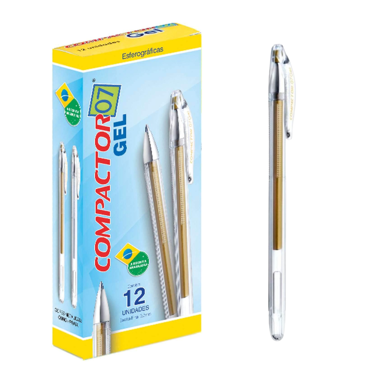 Caneta em Gel Amarelo Ouro 0.7mm Compactor