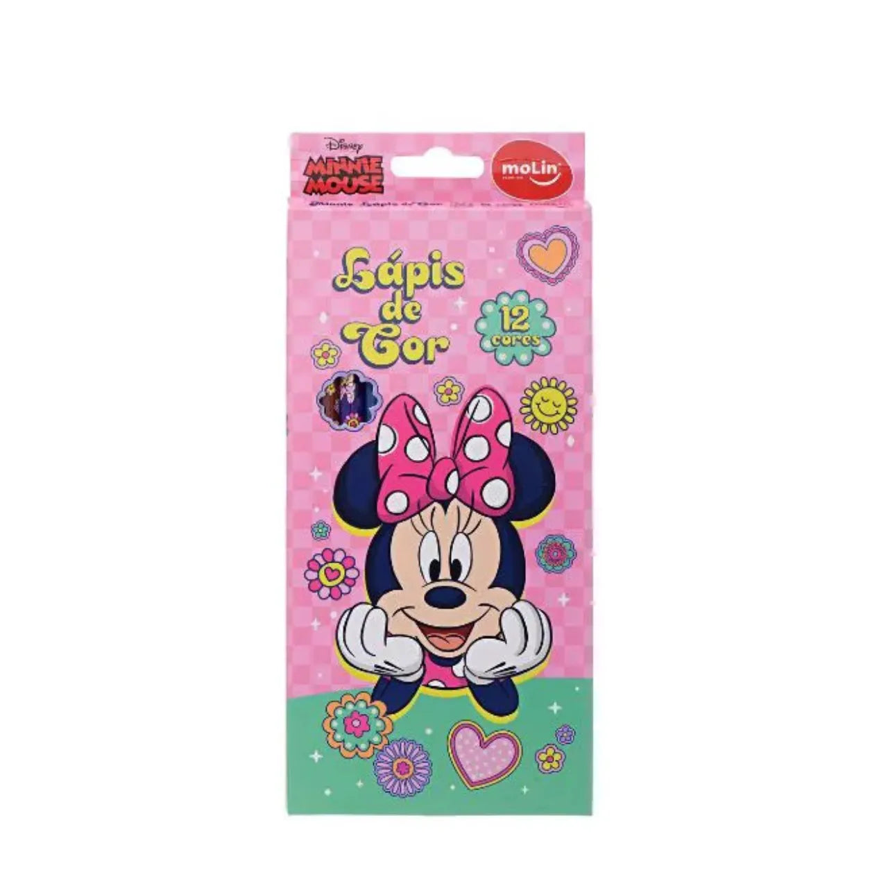 Lápis de Cor Minnie 12 Cores Rosa Molin