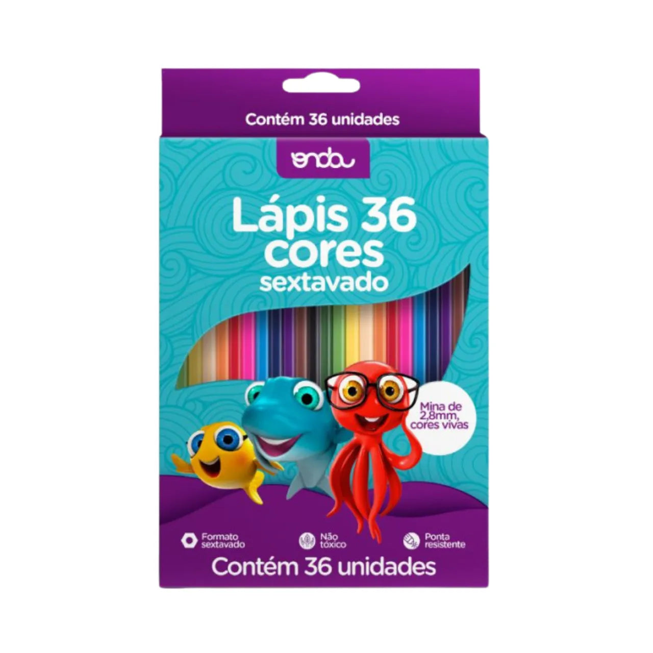 Lápis de Cor 36 Cores Onda Sextavado