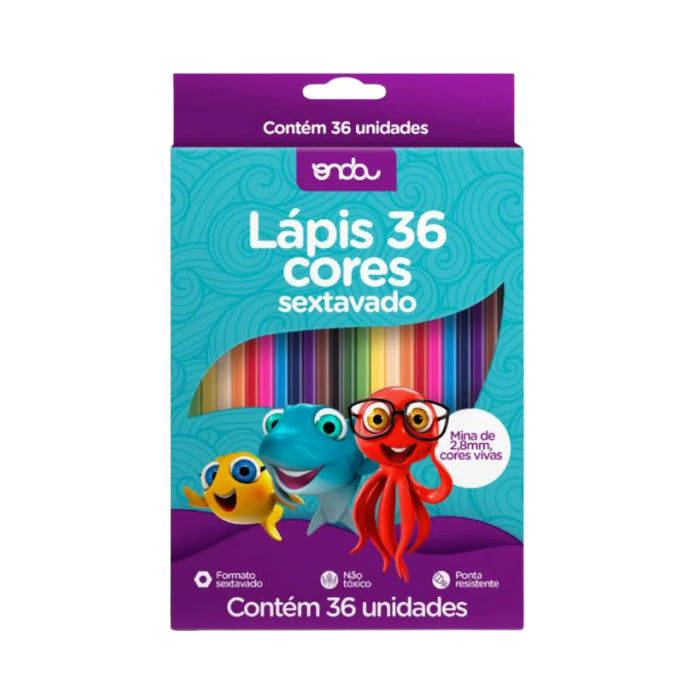 Lápis de Cor 36 Cores Onda Sextavado