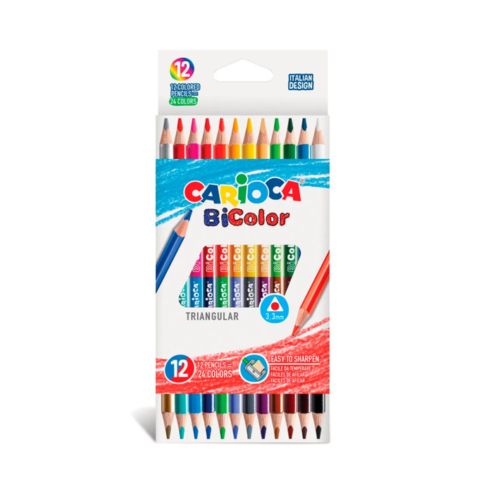 Lápis de Cor Bicolor 12 Lápis 24 Cores Carioca