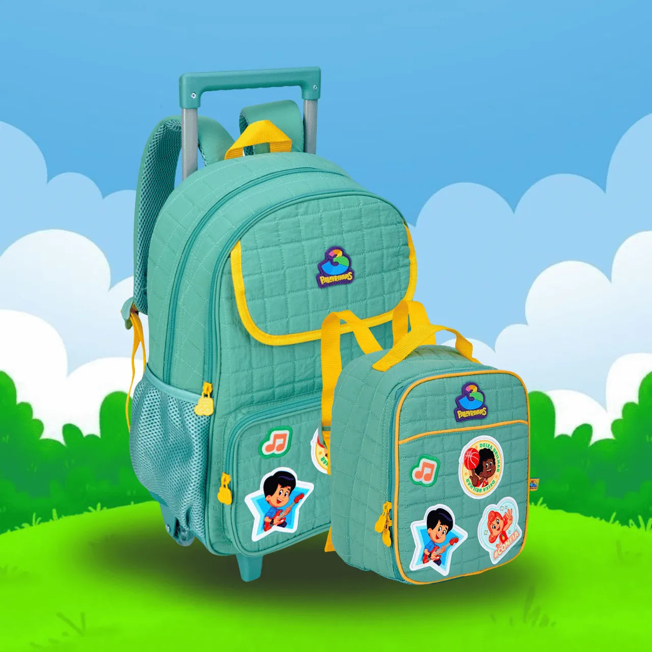 Kit Mochila de Rodinhas Três Palavrinhas Clio Infantil 2 Peças