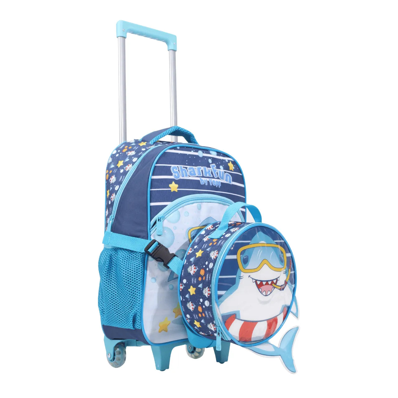 Kit Mochila de Rodinha Masculina Azul Escuro Yepp Escolar