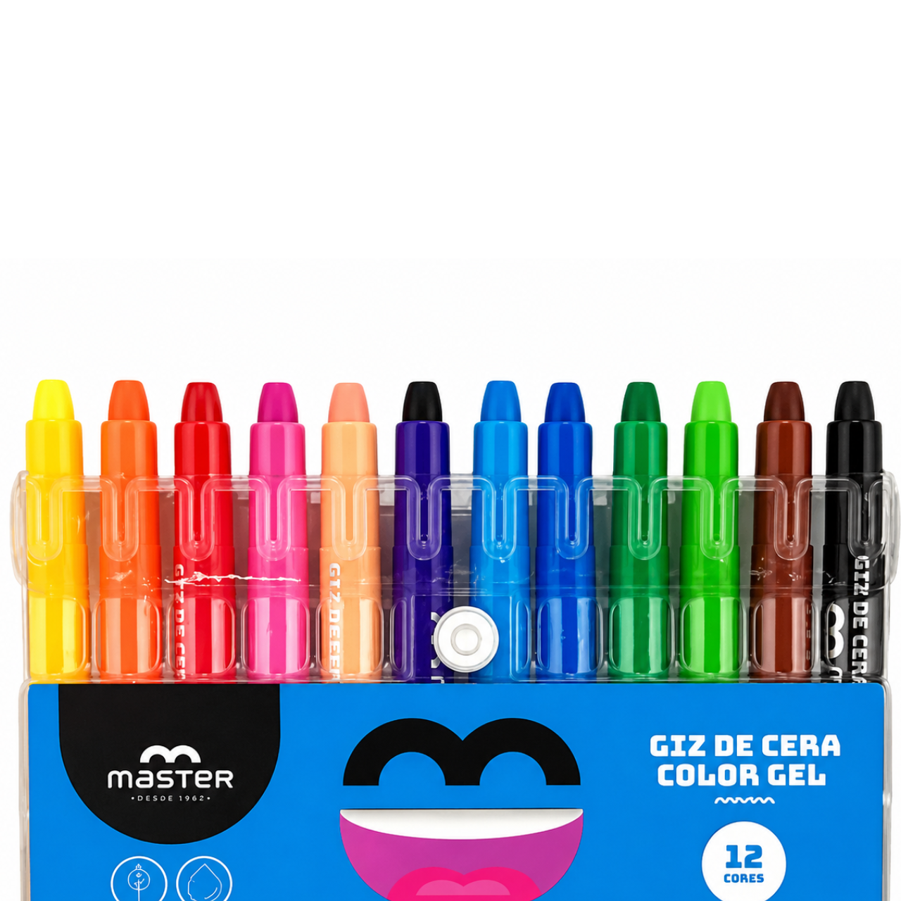 Giz de Cera Gel Retrátil 12 Cores Master