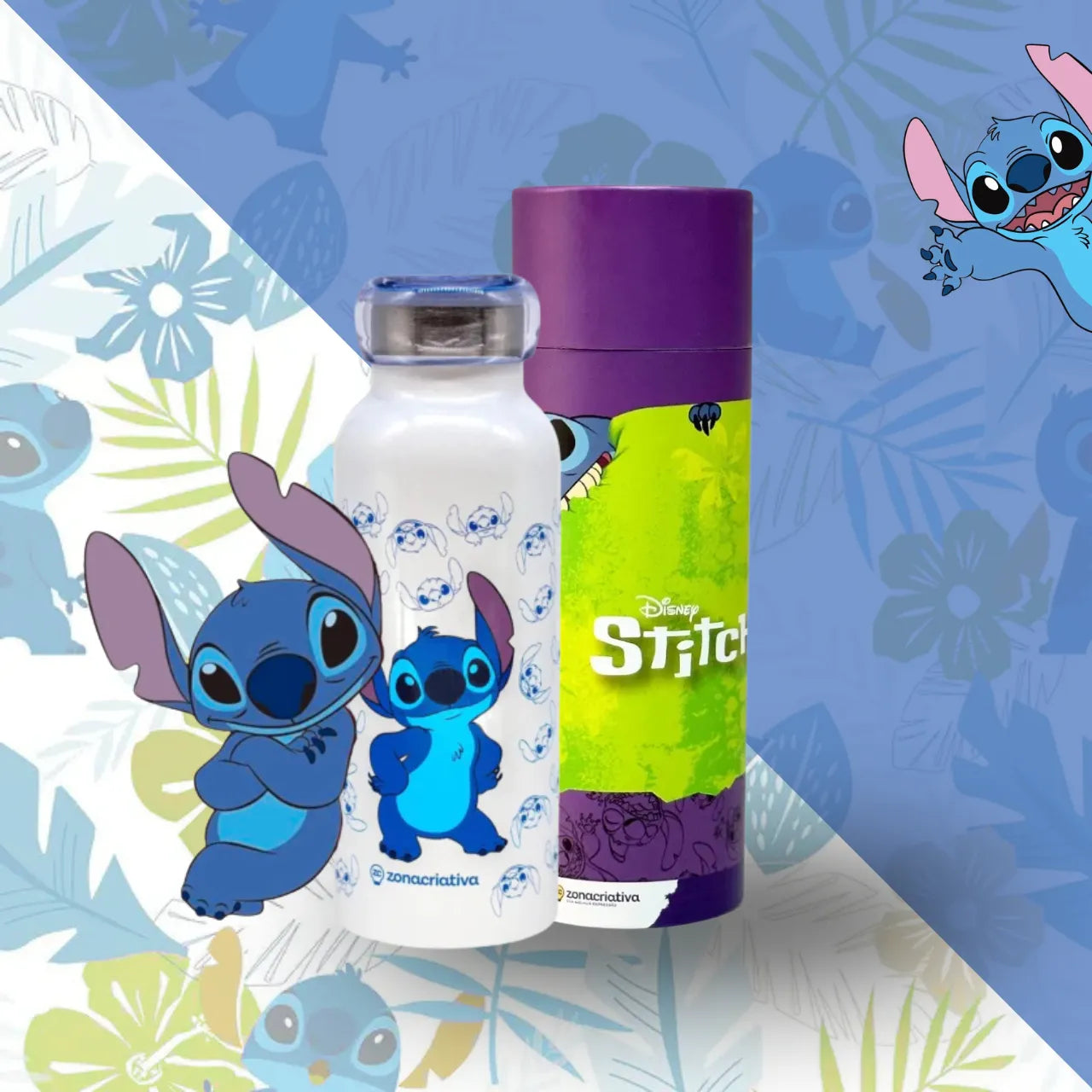 Garrafa Bubble Inox 500ml Zona Criativa Stitch Holográfico