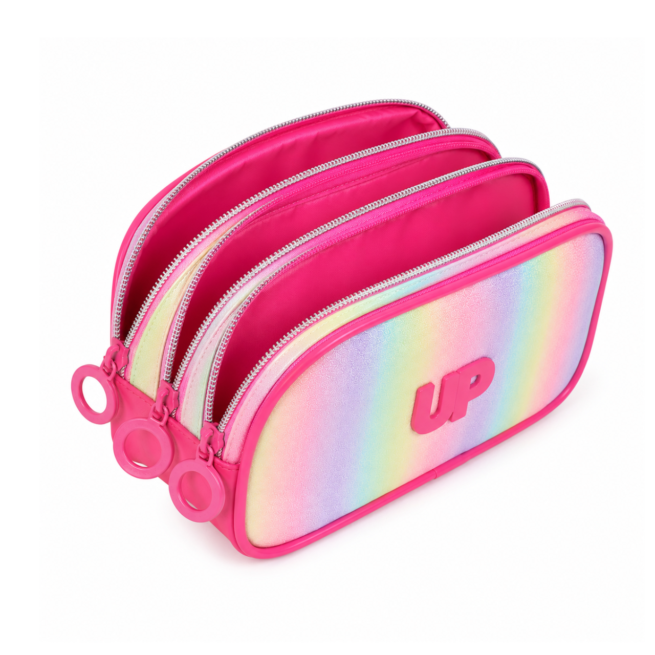Estojo Escolar Ziper Triplo Rosa Up4you Luxcel