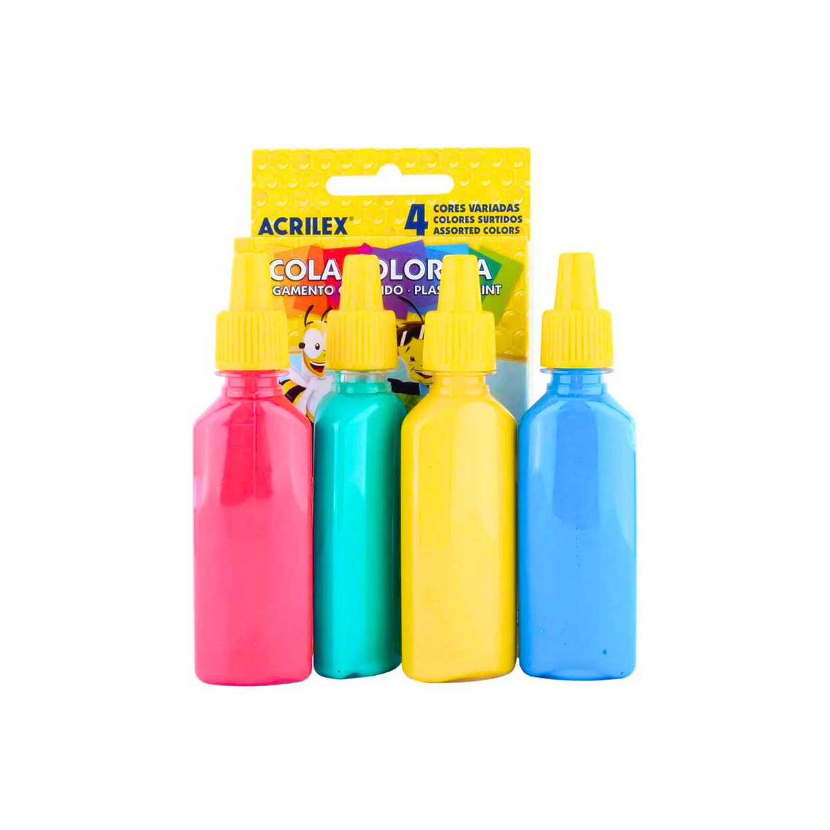 Kit Cola Colorida 23g 4 Cores Abelinhas Acrilex