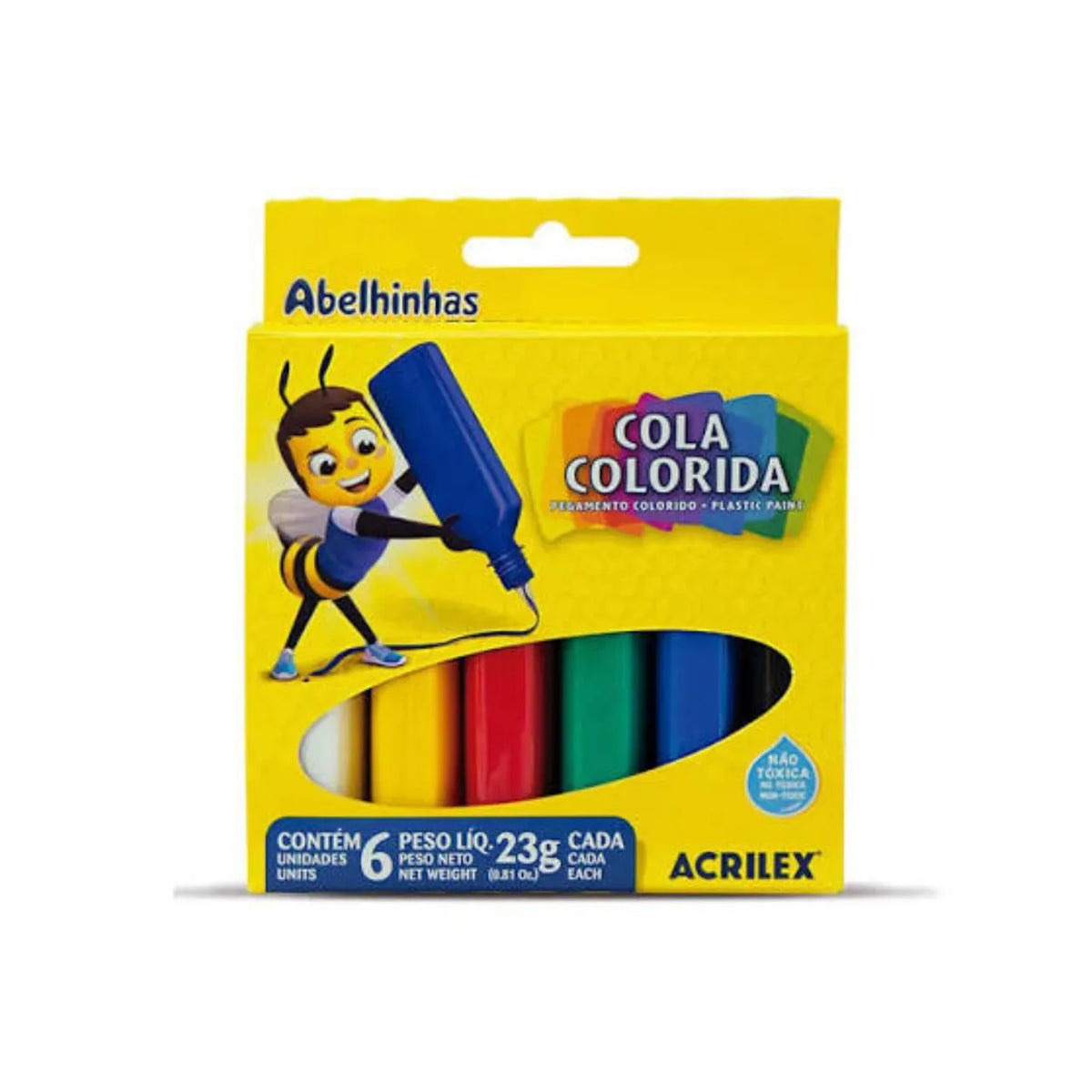 Kit Cola Colorida 23g 6 Cores Abelinhas Acrilex