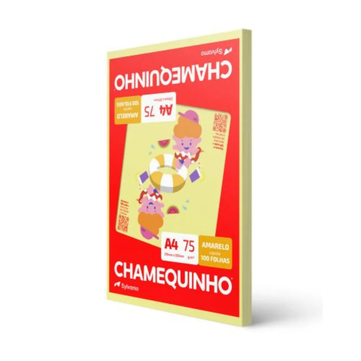 Papel Chamequinho A4 Amarelo 75g 100 Folhas Chame