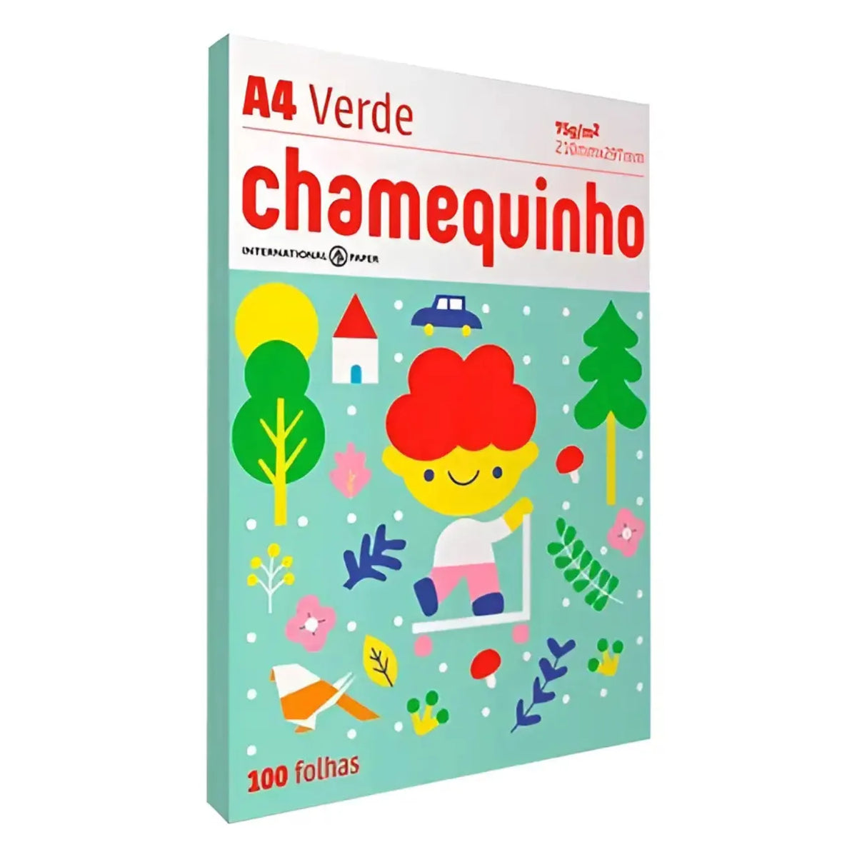 Papel Chamequinho A4 Verde 75g 100 Folhas Chamex