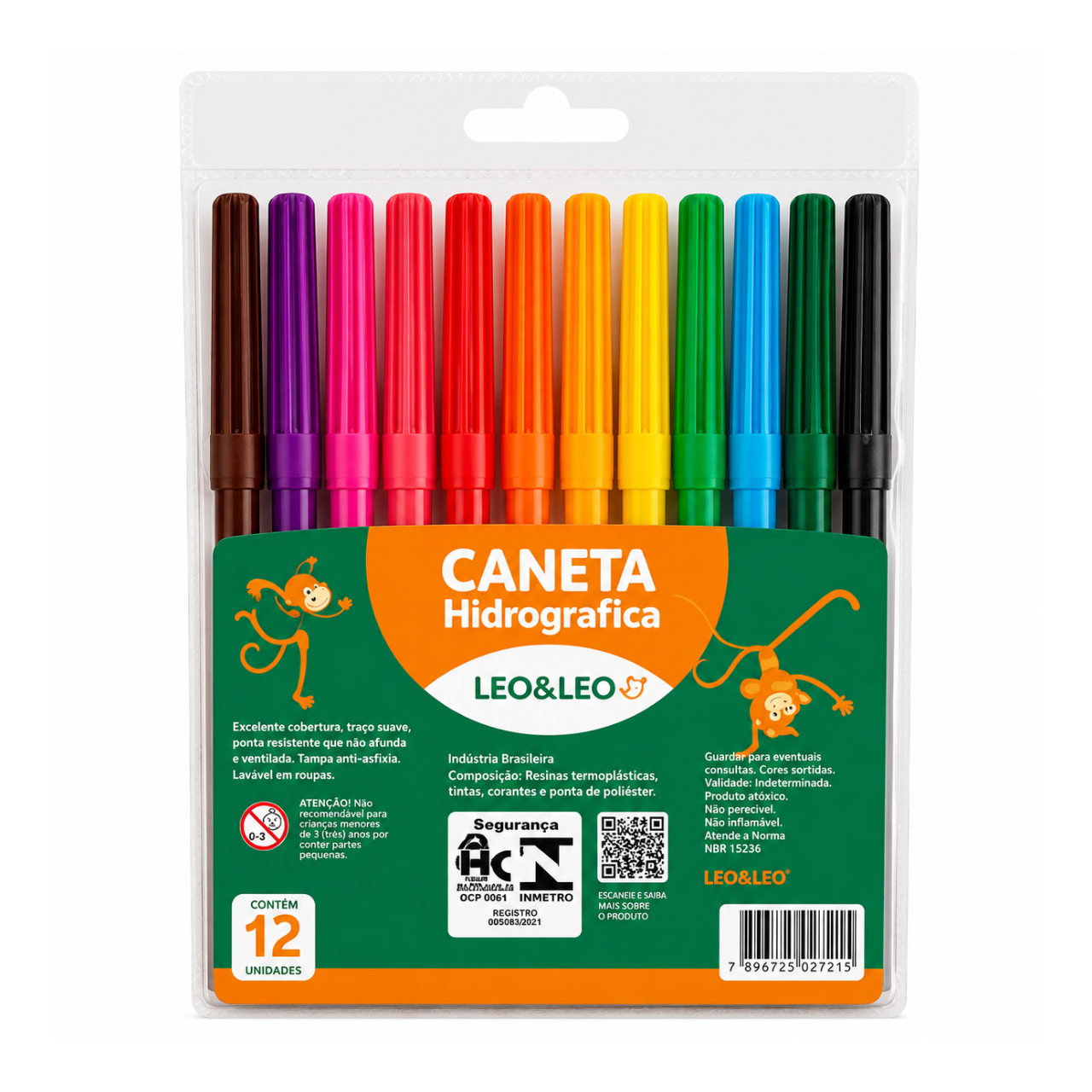 Canetinha Hidrográfica 12 Cores Leo e Leo
