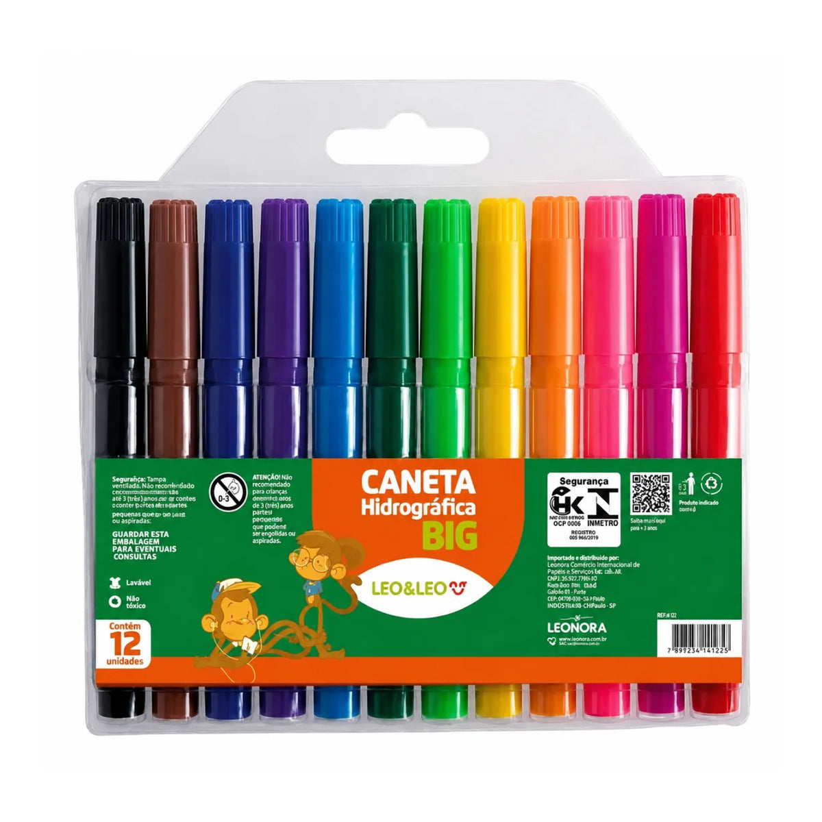 Canetinha Hidrográfica Big 12 Cores Leo e Leo Jumbo