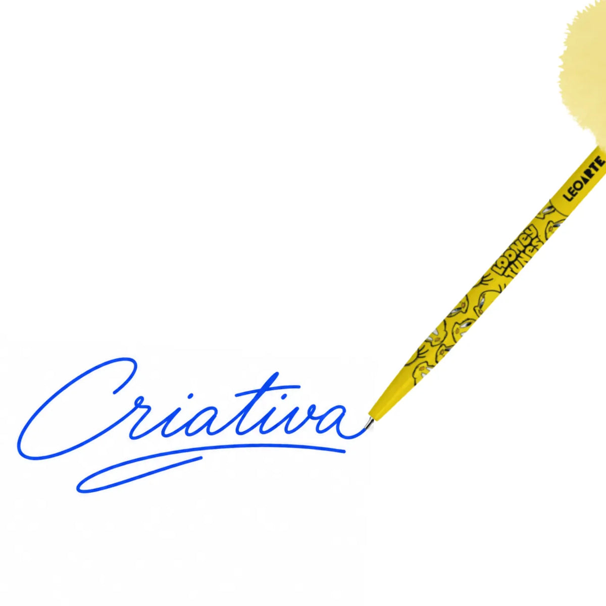 Caneta Esferográfica Pompom Looney Tunes Amarela Leoarte