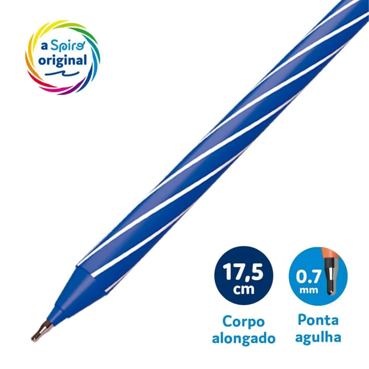 Caneta Esferográfica Spiro 0,7mm Azul Cis