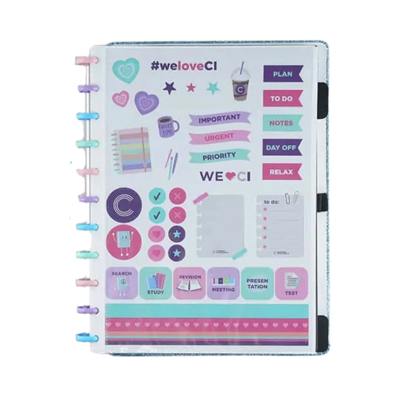 Caderno Inteligente Grande Glitter Ocean Blue