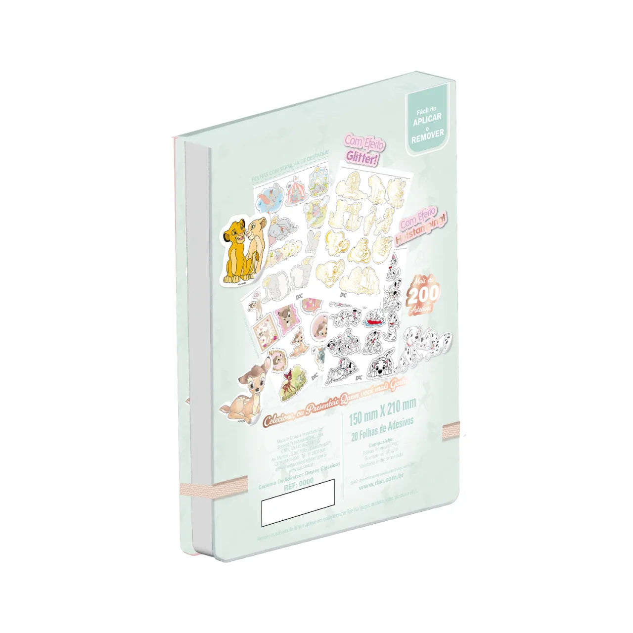 Caderno de Adesivos DAC 200 Adesivos 20 Folhas Disney Clássicos